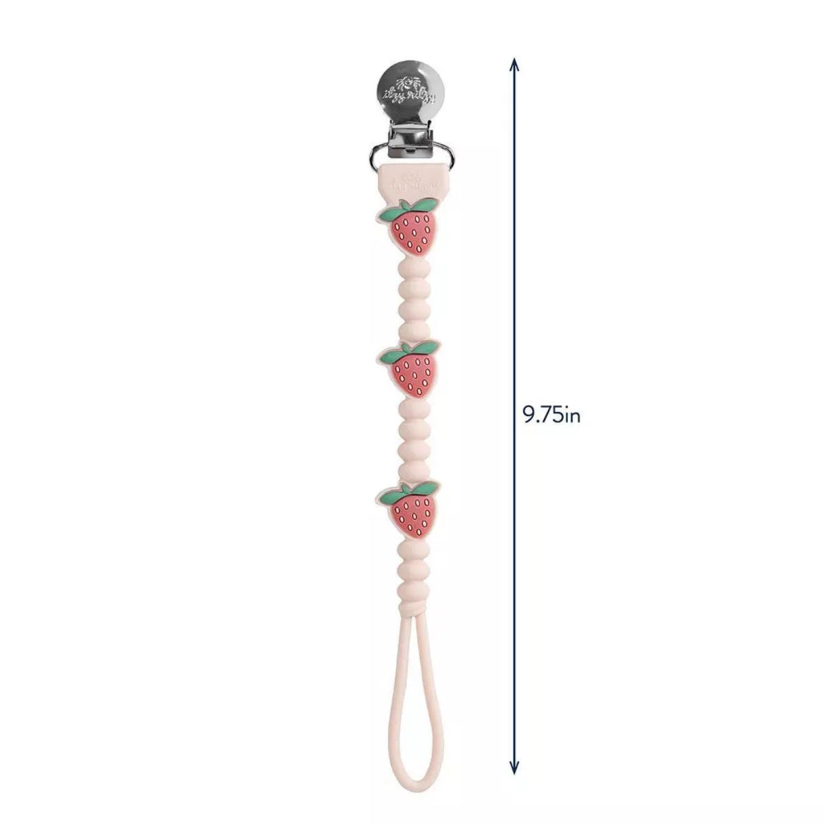 Itzy Ritzy Beaded Pacifier Clip - Strawberry - Extra-Long Design for More Freedom